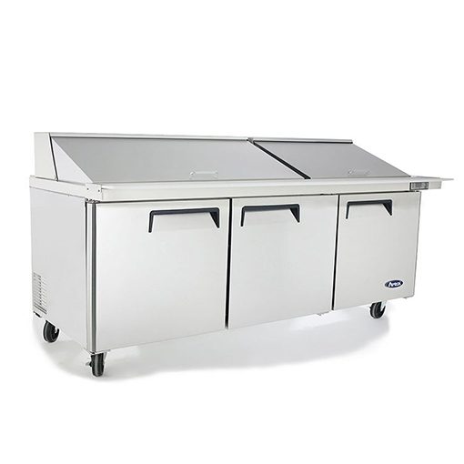 Atosa MSF8308GR 72in Mega 3 Door Sandwich Prep Table includes 30 Pans, Casters, 120 volt Free Shipping