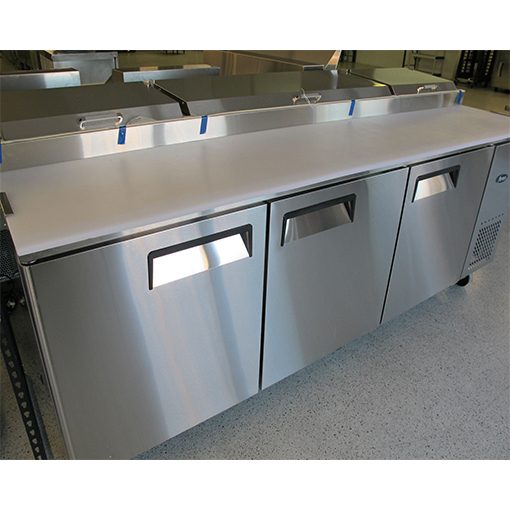 Pkg 93in 3 Door Pizza Prep Table with Casters MPF-8203GR & 93" Double Over Shelf Free Shipping - Image 3
