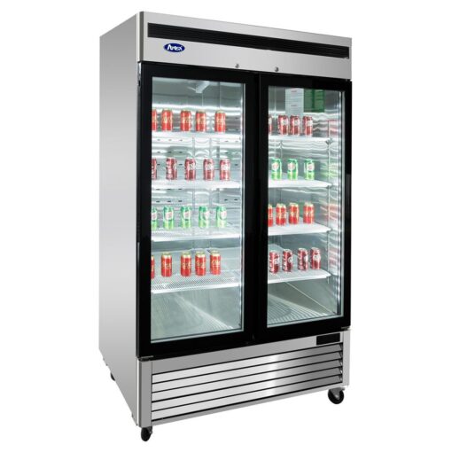 Atosa MCF8707GR 2 Glass Door Cooler Refrigerator Stainless Steel with Casters 120 volt Free Shipping