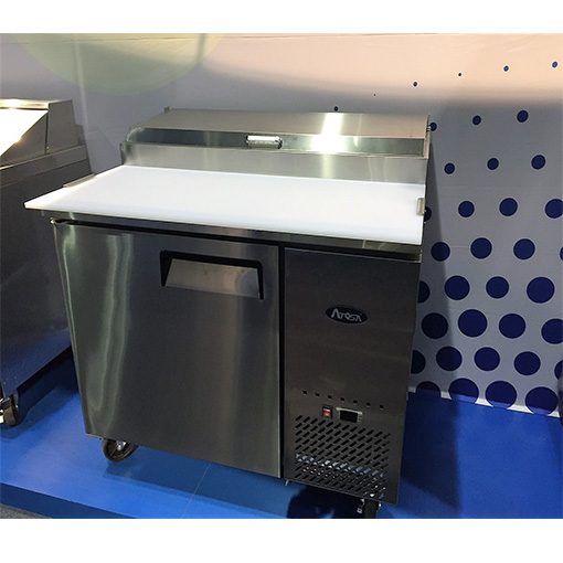 Atosa MPF8201GR  44in 1 Door Pizza Prep Table with Casters, 19" Deep Cutting Board, with 6-1/3 Pans, Free Shipping - Image 3
