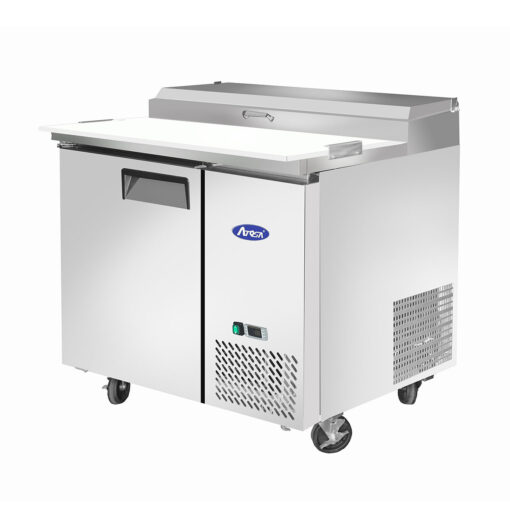 Atosa MPF8201GR  44in 1 Door Pizza Prep Table with Casters, 19" Deep Cutting Board, with 6-1/3 Pans, Free Shipping