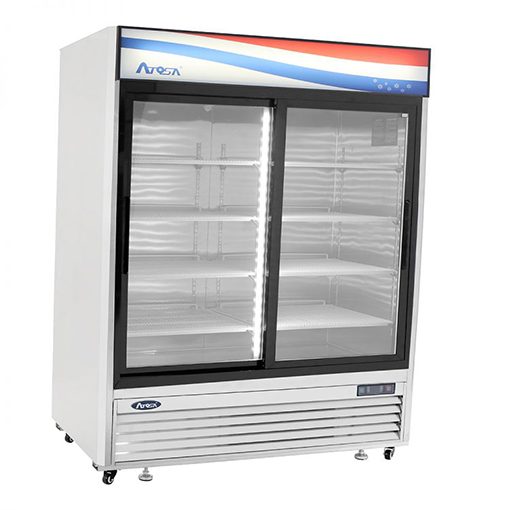 Atosa MCF8709GR 2 Sliding Glass Doors Cooler Stainless Steel with Casters 120 volt Free Shipping