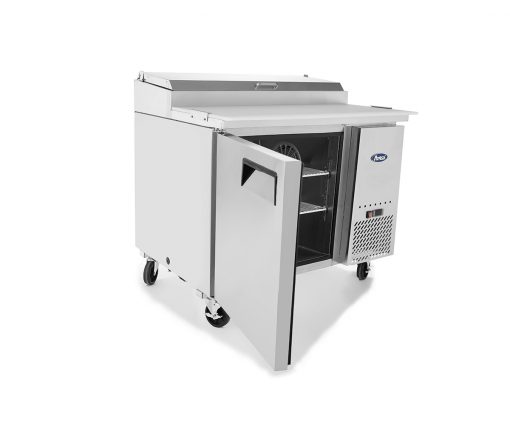 Atosa MPF8201GR  44in 1 Door Pizza Prep Table with Casters, 19" Deep Cutting Board, with 6-1/3 Pans, Free Shipping - Image 8