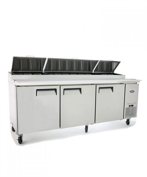 Pkg 93in 3 Door Pizza Prep Table with Casters MPF-8203GR & 93" Double Over Shelf Free Shipping - Image 7