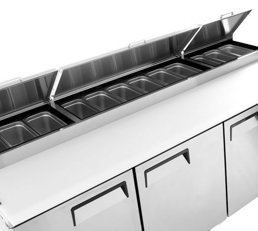 Pkg 93in 3 Door Pizza Prep Table with Casters MPF-8203GR & 93" Double Over Shelf Free Shipping - Image 10