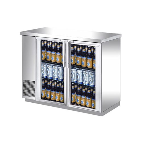 49in Stainless Back Bar 2 Door Swing Glass Cooler Free Shipping