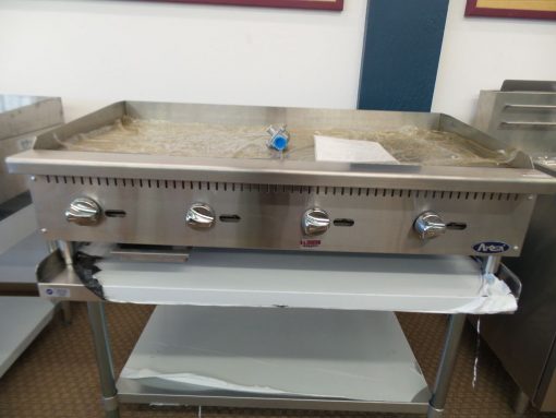 Atosa 48in. Manual Gas Griddle Stainless Steel Surface ATMG-48 Nat./LP with Equipment Stand Free Shipping