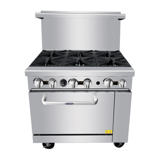 36in 6 Burner Range Full Oven with Casters, High BTU Burners 32K each, Atosa Cookrite AGR-6B Nat or LP Gas, Free Shipping