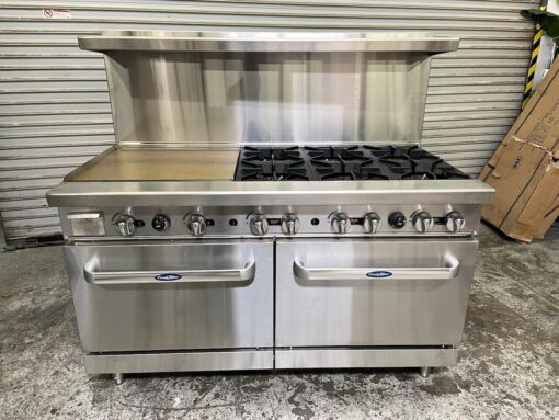 60in. Range 24" Griddle / 6 Burners on Right 2 Ovens LP Propane gas  Free Shipping 1 Left in Stock