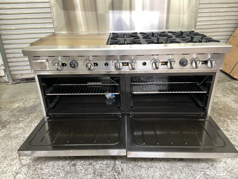 60in. Range 24" Griddle / 6 Burners on Right 2 Ovens LP Propane gas