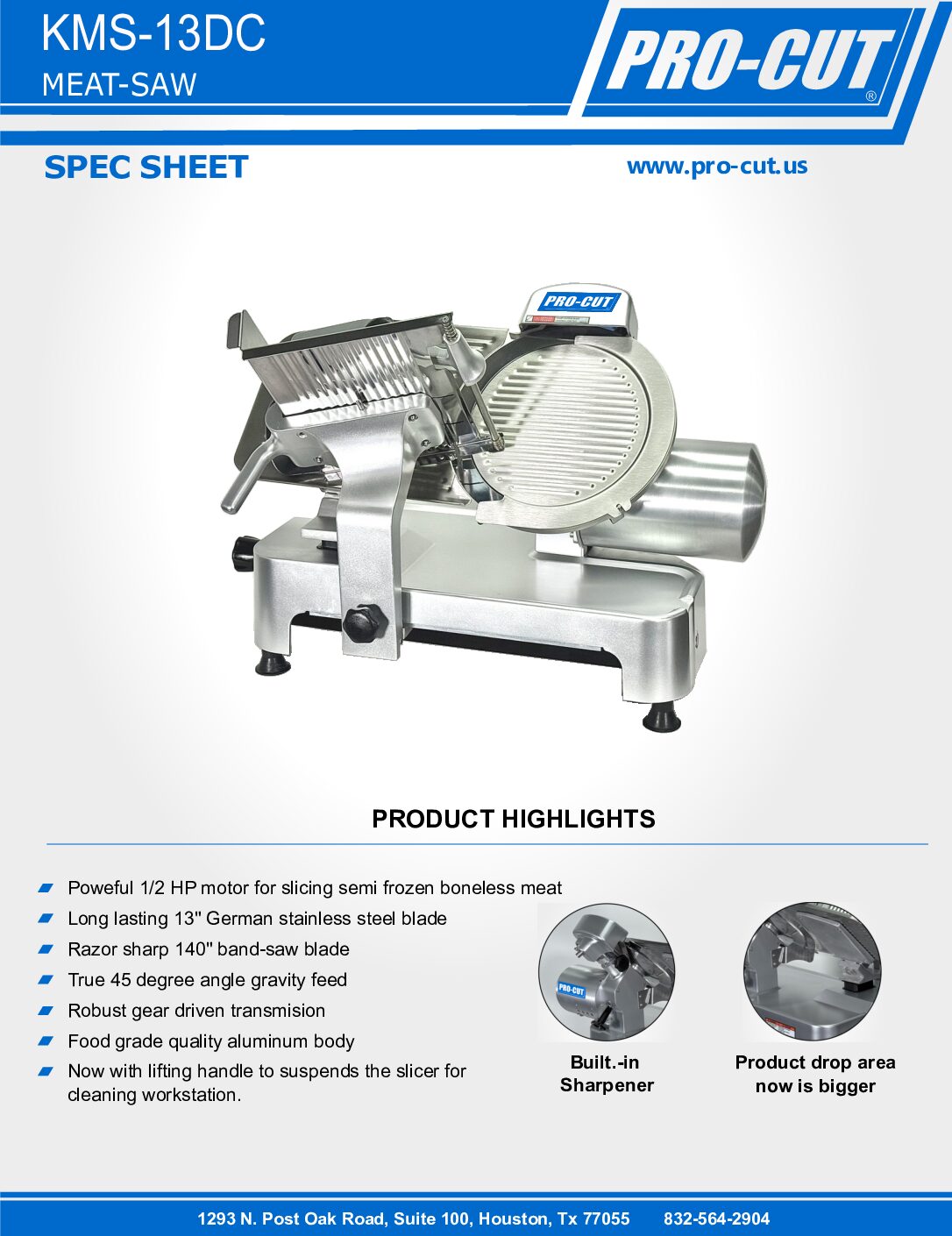 Alternative view of Pro Cut KMS-13DC  13"  Blade, Meat Slicer, Gear Drive with Sharpening Attachment, Free Shipping