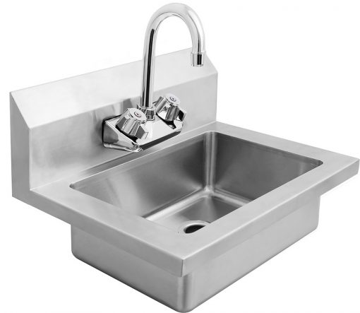 New Wide Wall Mount Hand Sink Stainless Steel With Faucet 18" W X 14.5" D Free Shipping