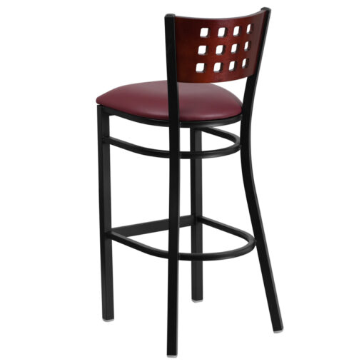 Pkg for 50 each Mahogany Wood Back, Burgundy Vinyl Seat, Black Metal Frame including shipping - Image 2