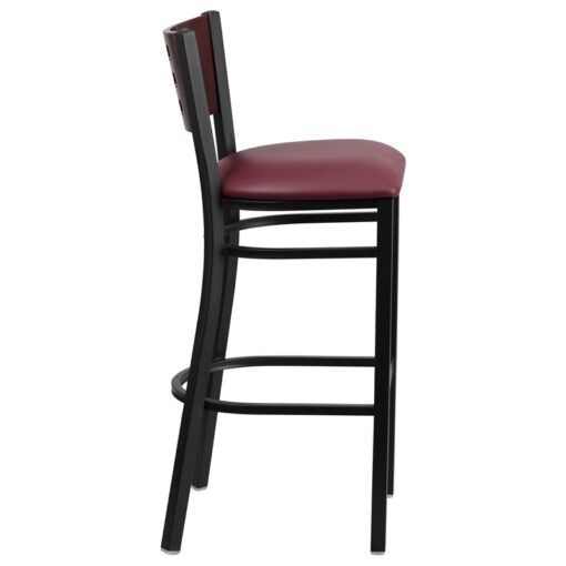 Pkg for 50 each Mahogany Wood Back, Burgundy Vinyl Seat, Black Metal Frame including shipping - Image 3