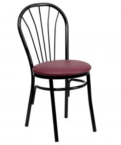 New Metal Fan Back Restaurant Chairs Burgundy Vinyl Seat (Lot of 10) Free Shipping