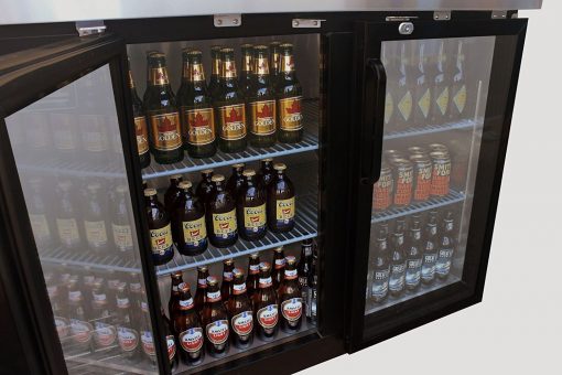 72.8in 3 Door Swing Open Back Bar Glass Cooler Free Shipping - Image 4