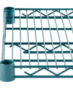 Lot of 10 green epoxy shelves 18"x48", 12 single brackets & 4 double brackets