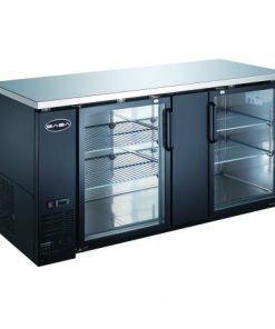 69in x 27in 2 Glass Door Swing Open Black Trim Back Bar Glass Cooler Free Shipping
