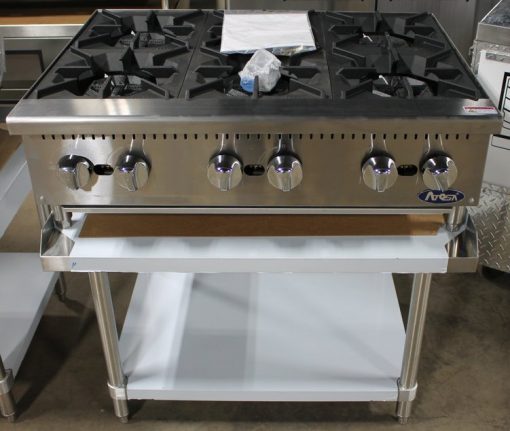 Atosa 36in. 6 Burner Gas Hot Plate with Stainless 36" Equipment Stand Pkg Free Shipping