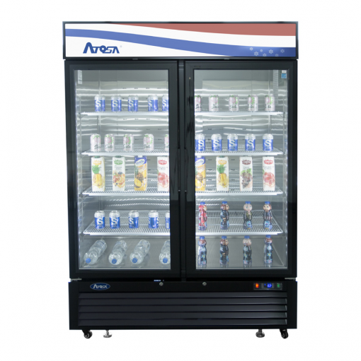 Atosa 2 Door Glass Swing Open Soda Display Cooler with Casters, 44cf,  54" Wide MCF8723GR Free Shipping