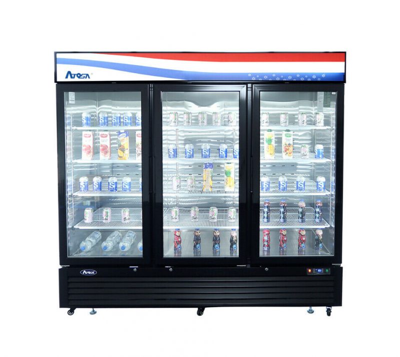 ATOSA 3 THREE DOOR 70cf GLASS SODA DISPLAY COOLER REFRIGERATOR MCF8724G Free Shipping 5 Star