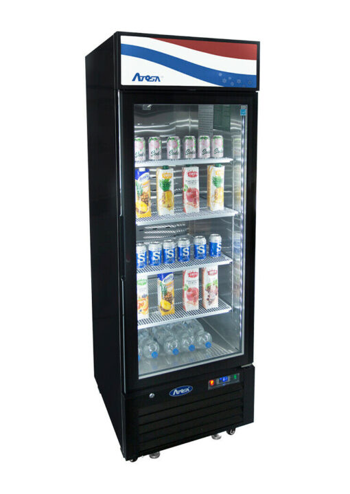 ATOSA 1 ONE DOOR 19cf GLASS SODA DISPLAY COOLER REFRIGERATOR CASTERS MCF8722GR FREE SHIPPING