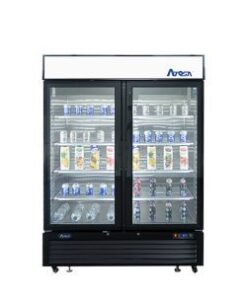 Atosa 2 Door Glass Swing Open Soda Display Cooler with Casters, 44cf, 54" Wide MCF8723GR Free Shipping