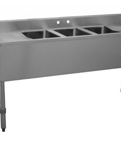 New Under Bar Sink, Three compartment, 72"W x 19"D x 33"H W/ Faucet