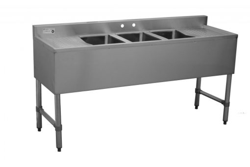 New Under Bar Sink, Three compartment, 72"W x 19"D x 33"H W/ Faucet