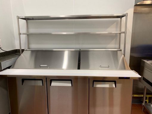 Package New Atosa 72in Mega Top 30 Pan Sandwich Prep Table MSF-8308GR Casters & 72" Double Over shelf Free Shipping