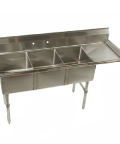 New 3 Compartment Stainless Steel Sink With 18" Drainboard on right 68.5" Long x 25.5" Deep x 41" High