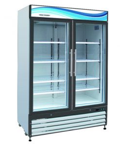 Serv-Ware GR48-HC - Merchandiser, two-section, 54"W, 49 cu. ft., (2) glass doors, white exterior  Free Shipping