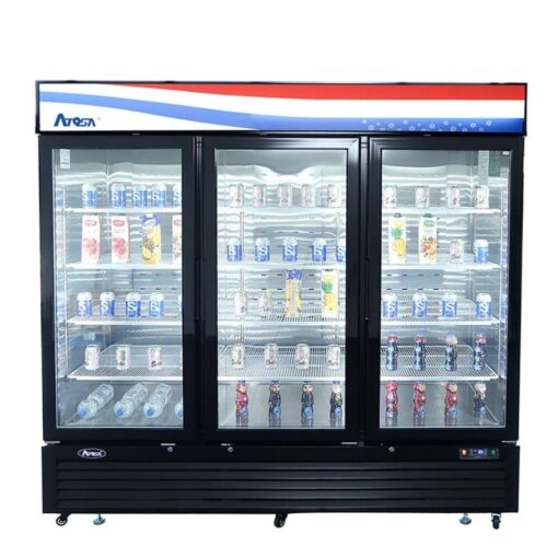 Atosa MCF8728GR 82" 3 Swing Glass Door Merchandiser Freezer 208-230 Volt | 68 Cu. Ft. with Casters Free Shipping - Image 3