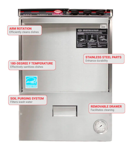 CMA Dishmachines CMA-180UC W/CHEMICAL DISPENSER High Temp Rack Undercounter Dishwasher - (30) Racks/hr, 208v/1ph Free Shipping