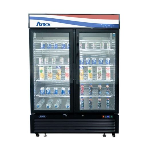 ATOSA MCF8733GR 2 TWO SWING OPEN DOOR SPACE SAVER 39.5" LONG 28.5cf GLASS SODA DISPLAY COOLER REFRIGERATOR CASTERS Free Shipping
