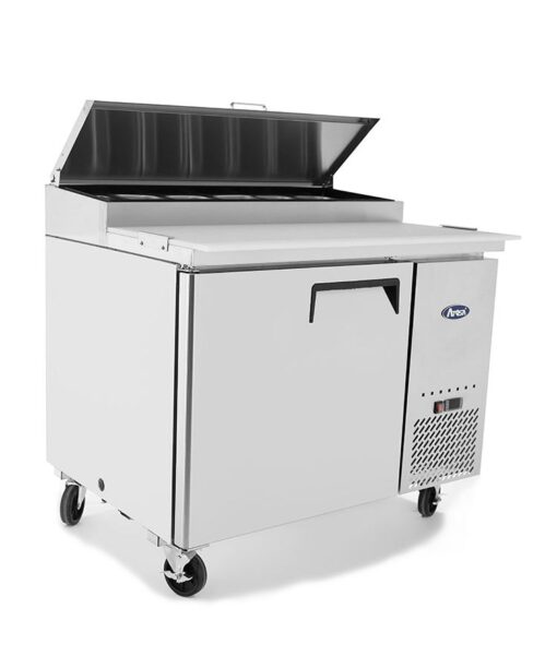 Pkg 44in 1 Door Pizza Prep Table with Casters MPF8201GR & 44" Double Over Shelf Free Shipping