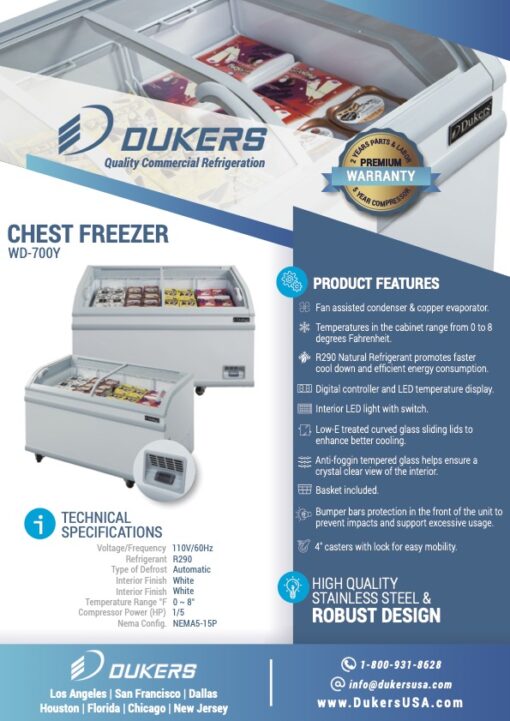 Dukers WD-700Y 24.7 cu. ft. Commercial Chest Freezer in White Free Shipping - Image 5