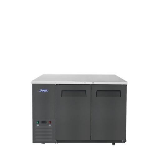 Atosa SBB48GRAUS2 48" 2 Solid Door Black Exterior Back Bar Cooler with Casters Free Shipping