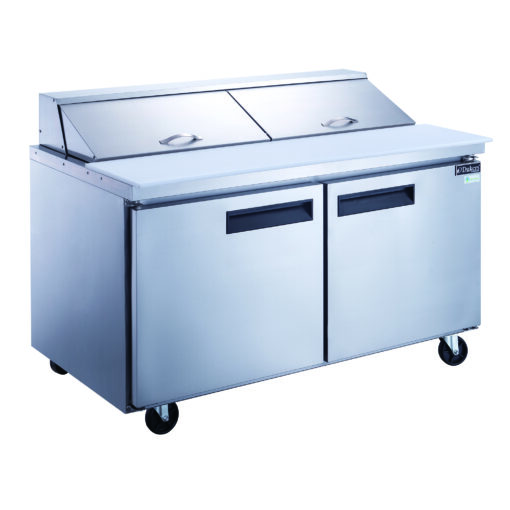Dukers DSP60-24M-S2   2 Door Commercial Mega 24 Pan Food Prep Table Refrigerator with Double Overshelf Free Shipping