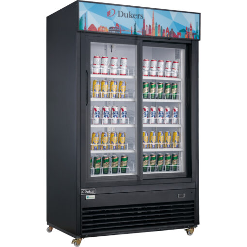 Dukers DSM-41R Commercial Glass Swing 2-Door Merchandiser Refrigerator