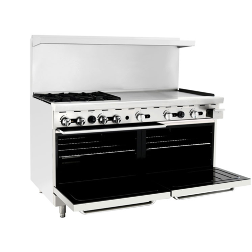 60in. Atosa Range 4 Burners with 36" Griddle on Right, 2 Full Standard Ovens Natural Gas or LP Gas AGR-4B36GR Free Shipping - Image 3