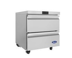 Atosa 27in Under Counter Refrigerator with 2 Drawers, Casters, Model # AUR27D2, Free Shipping