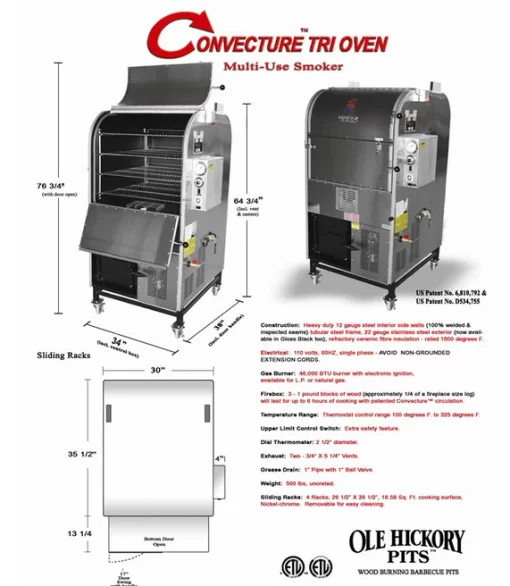Ole Hickory Pits CTO BBQ Smoker Convection Tri Oven - Image 3