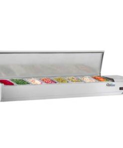 Coldline CTP70SG 71" Refrigerated Countertop Salad Bar, Glass Topping Rail, 8 Pans