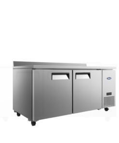 Atosa MGF67GR 67"2 Door Work Top Refrigerator, Side Compressor, Back Splash, Large Capacity, with Casters, Free Shipping