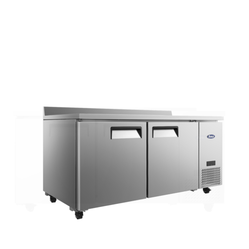Atosa MGF67GR 67"2 Door Work Top Refrigerator, Side Compressor, Back Splash, Large Capacity, with Casters, Free Shipping