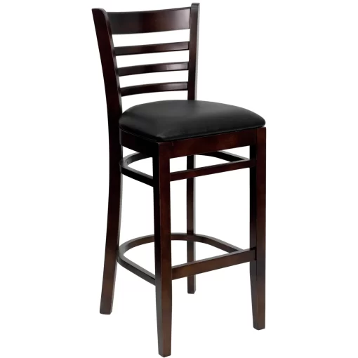 Pkg 40 Chairs Ladder Back, Walnut, Black Vinyl seats 98.90 each, 12 Bar Stools Ladder Back, Walnut, Black Vinyl seats 129.80 each, Freight 370.00 Total 5883.60 - Image 2