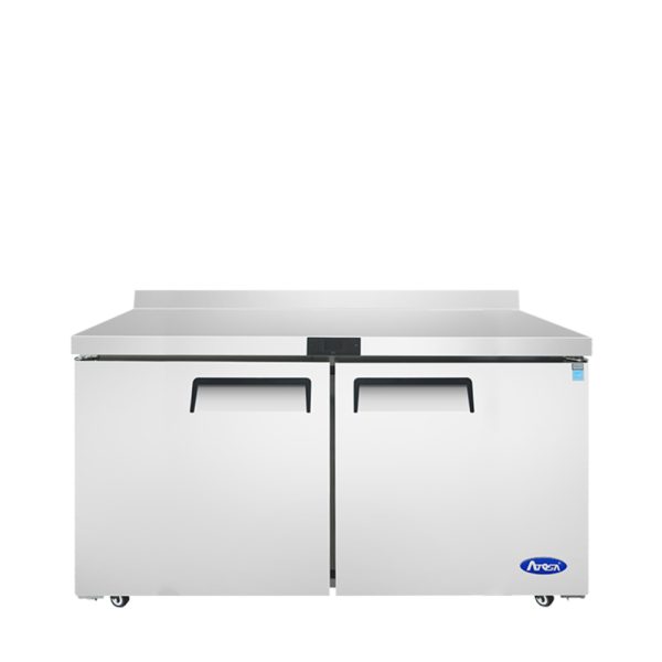 Atosa 60" Worktop 2 Door Freezer Casters with Backsplash, MGF8414GR 120 volt Free Shipping