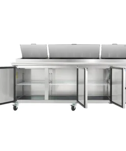Empura E-KPP93 94.2 Inch Pizza Prep Table 22 Cu Ft Capacity 3 Section Stainless Steel - Image 4