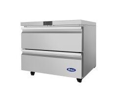 Atosa 36in Under Counter Refrigerator with 2 Drawers, Casters, Model # AUR36D2, Free Shipping